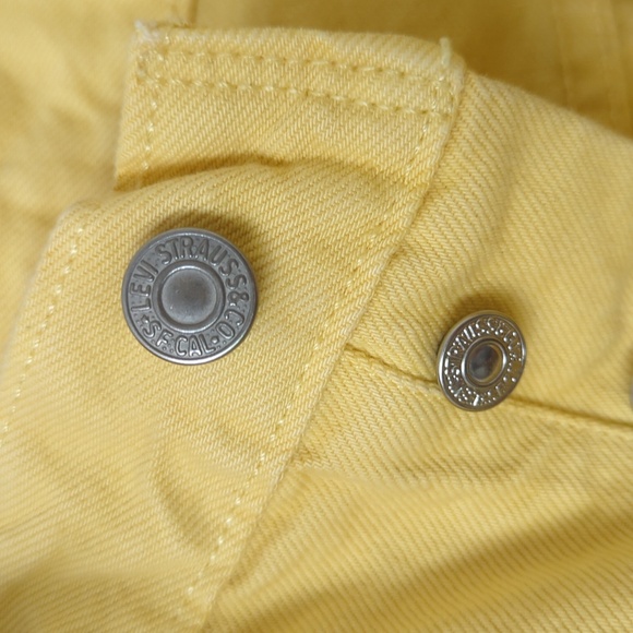 Levi's 501 Classic High Waisted Button Fly Cut Off Jean Shorts Pastel Yellow 28 - Picture 6 of 12